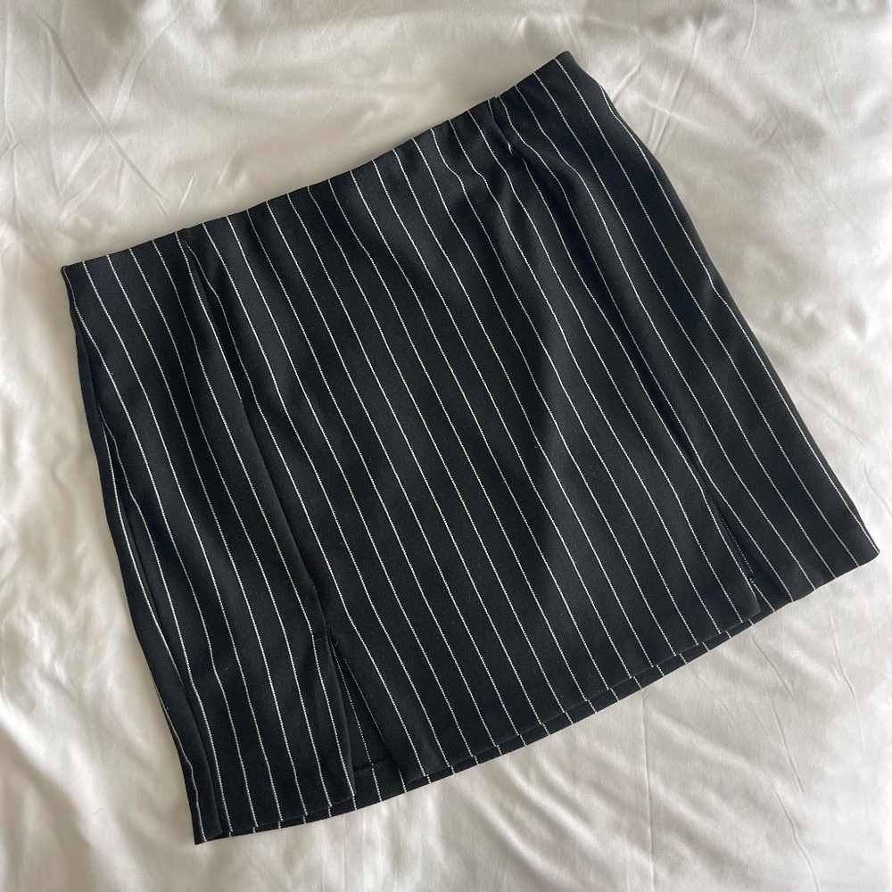 Black pinstriped skirt